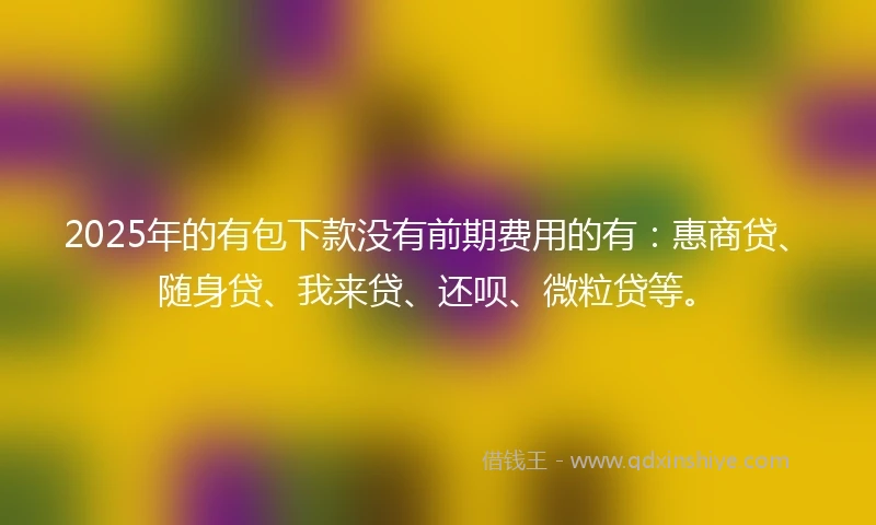 2025年的有包下款没有前期费用的有：惠商贷、随身贷、我来贷、还呗、微粒贷等。