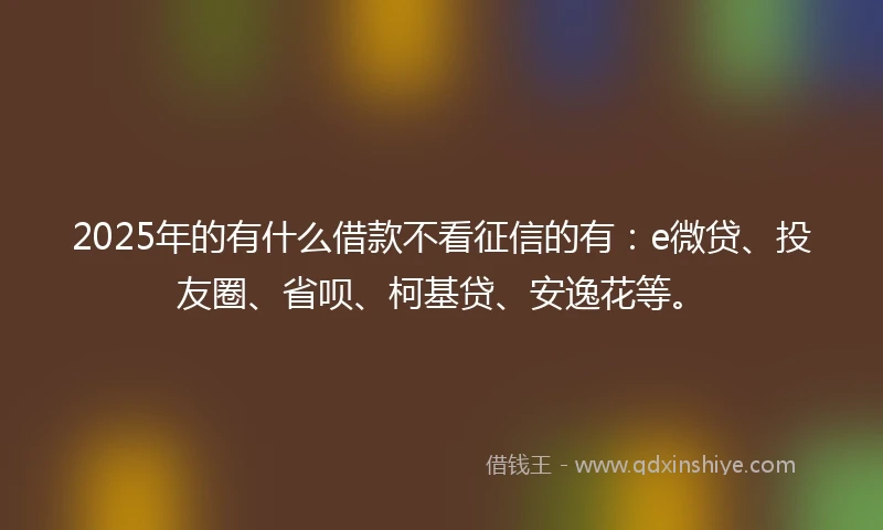 2025年的有什么借款不看征信的有：e微贷、投友圈、省呗、柯基贷、安逸花等。