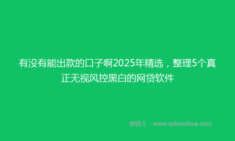 有没有能出款的口子啊2025年精选，整理5个真正无视风控黑白的网贷软件
