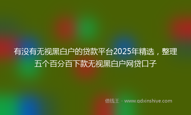 有没有无视黑白户的贷款平台2025年精选，整理五个百分百下款无视黑白户网贷口子