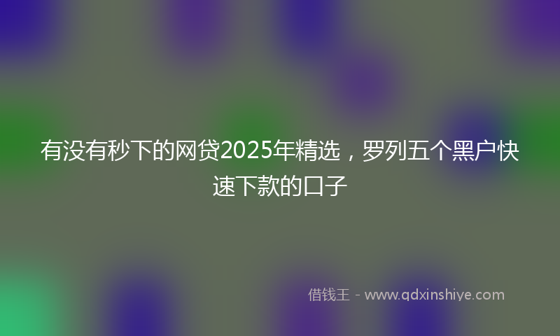 有没有秒下的网贷2025年精选，罗列五个黑户快速下款的口子