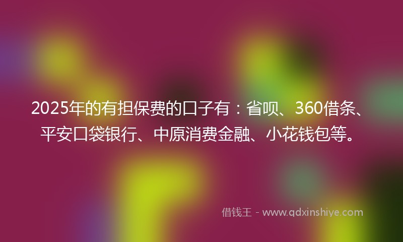 2025年的有担保费的口子有：省呗、360借条、平安口袋银行、中原消费金融、小花钱包等。