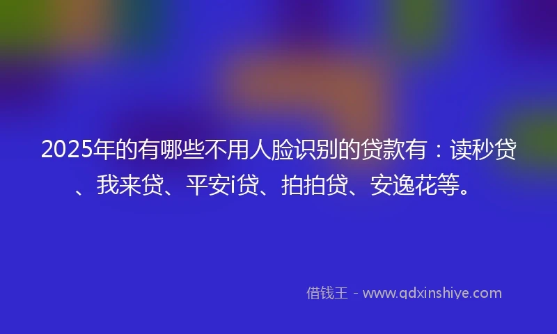 2025年的有哪些不用人脸识别的贷款有：读秒贷、我来贷、平安i贷、拍拍贷、安逸花等。