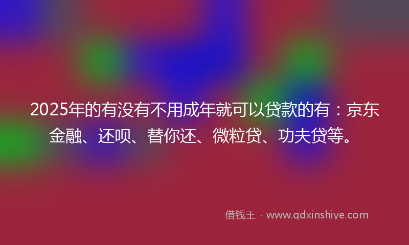 2025年的有没有不用成年就可以贷款的有：京东金融、还呗、替你还、微粒贷、功夫贷等。