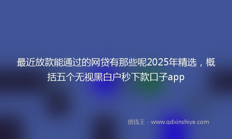 最近放款能通过的网贷有那些呢2025年精选，概括五个无视黑白户秒下款口子app