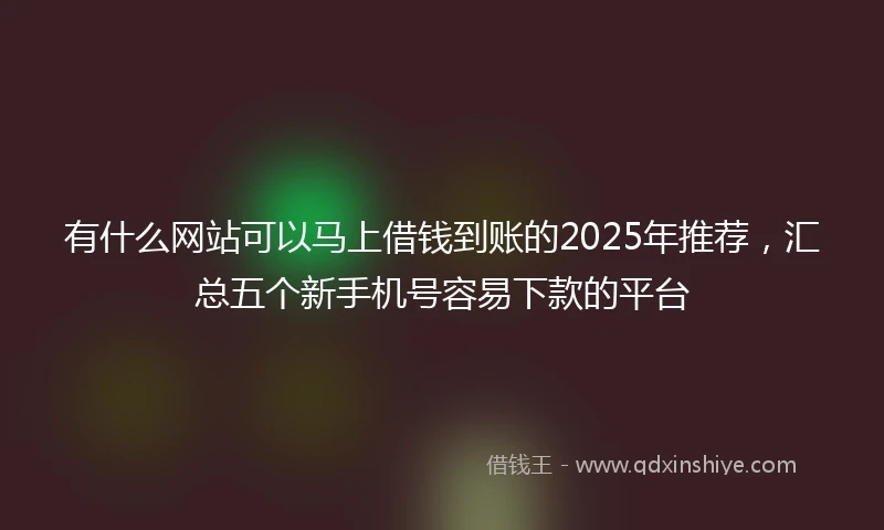 有什么网站可以马上借钱到账的2025年推荐，汇总五个新手机号容易下款的平台