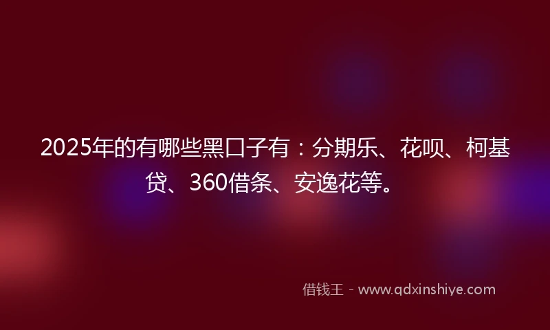 2025年的有哪些黑口子有：分期乐、花呗、柯基贷、360借条、安逸花等。