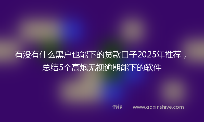有没有什么黑户也能下的贷款口子2025年推荐，总结5个高炮无视逾期能下的软件