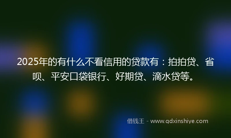 2025年的有什么不看信用的贷款有：拍拍贷、省呗、平安口袋银行、好期贷、滴水贷等。