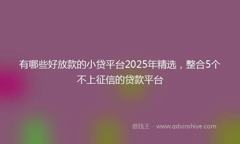 有哪些好放款的小贷平台2025年精选，整合5个不上征信的贷款平台