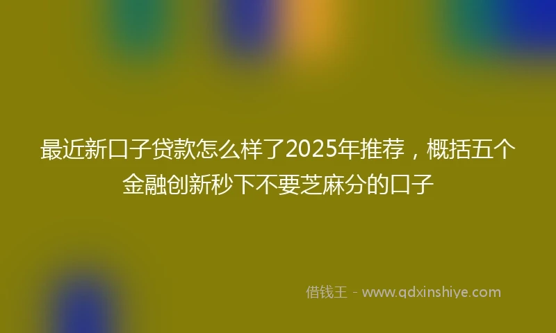 最近新口子贷款怎么样了2025年推荐，概括五个金融创新秒下不要芝麻分的口子