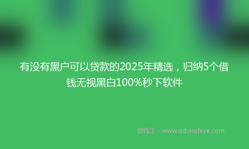 有没有黑户可以贷款的2025年精选，归纳5个借钱无视黑白100%秒下软件
