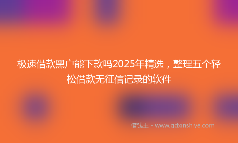 极速借款黑户能下款吗2025年精选，整理五个轻松借款无征信记录的软件