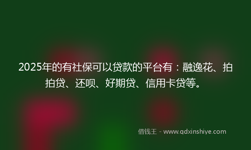 2025年的有社保可以贷款的平台有：融逸花、拍拍贷、还呗、好期贷、信用卡贷等。
