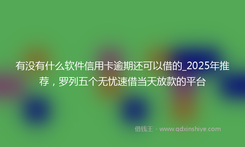 有没有什么软件信用卡逾期还可以借的_2025年推荐，罗列五个无忧速借当天放款的平台
