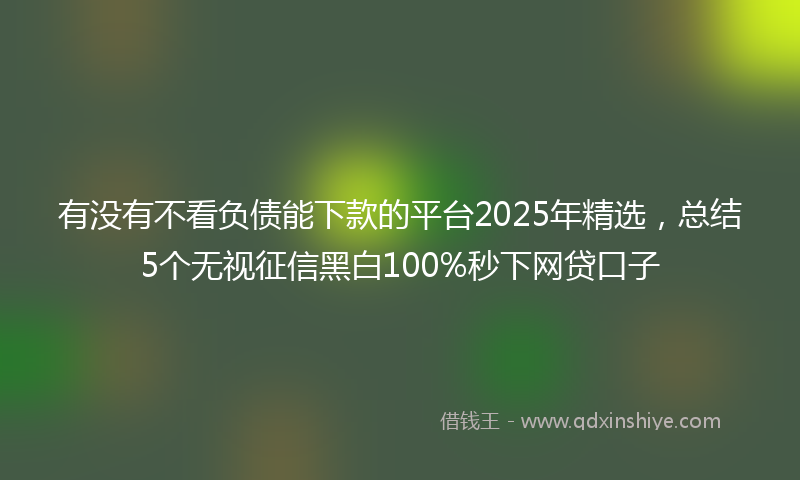 有没有不看负债能下款的平台2025年精选，总结5个无视征信黑白100%秒下网贷口子