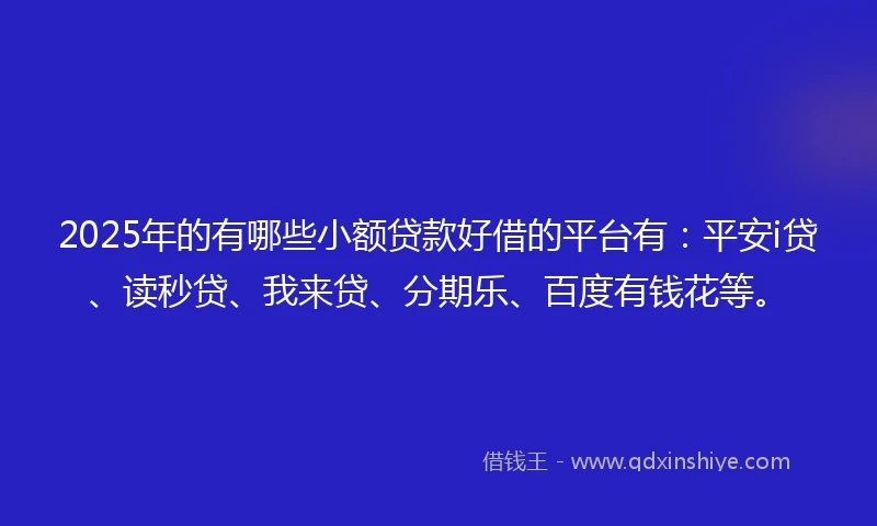 2025年的有哪些小额贷款好借的平台有：平安i贷、读秒贷、我来贷、分期乐、百度有钱花等。