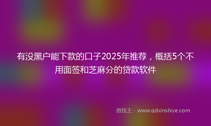 有没黑户能下款的口子2025年推荐，概括5个不用面签和芝麻分的贷款软件