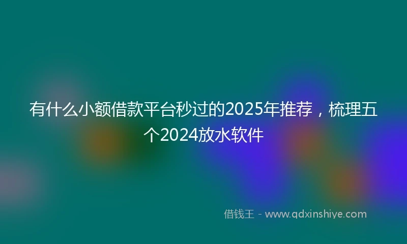 有什么小额借款平台秒过的2025年推荐，梳理五个2024放水软件