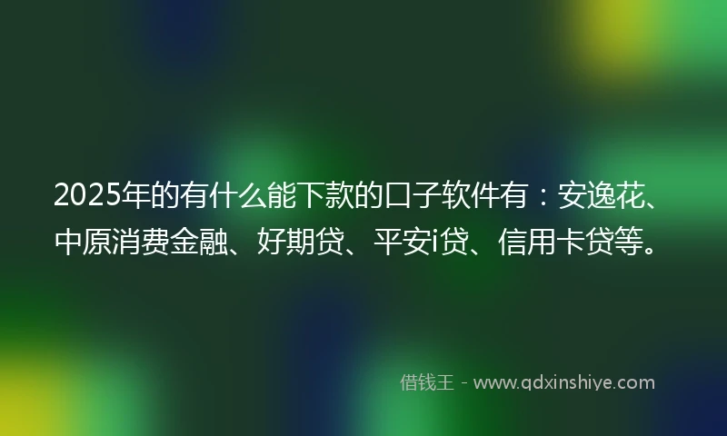 2025年的有什么能下款的口子软件有：安逸花、中原消费金融、好期贷、平安i贷、信用卡贷等。
