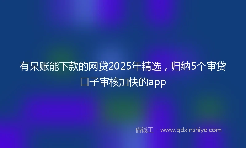 有呆账能下款的网贷2025年精选，归纳5个审贷口子审核加快的app