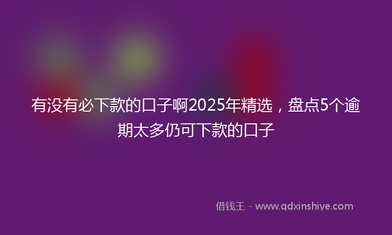 有没有必下款的口子啊2025年精选，盘点5个逾期太多仍可下款的口子