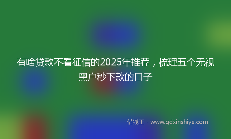 有啥贷款不看征信的2025年推荐，梳理五个无视黑户秒下款的口子