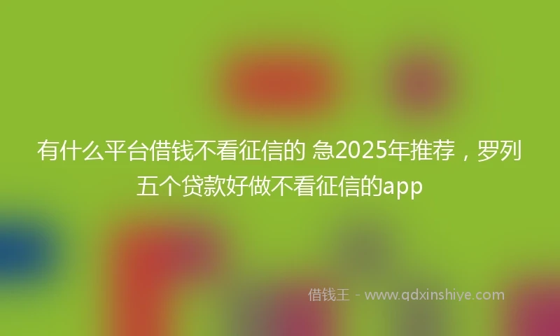 有什么平台借钱不看征信的 急2025年推荐，罗列五个贷款好做不看征信的app