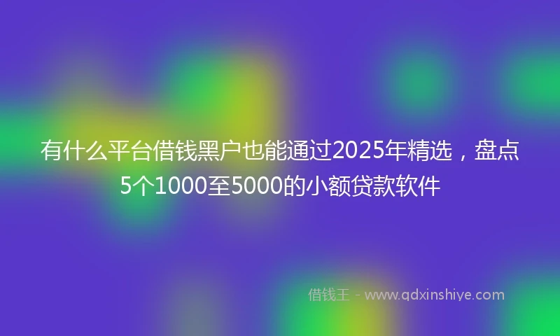 有什么平台借钱黑户也能通过2025年精选，盘点5个1000至5000的小额贷款软件