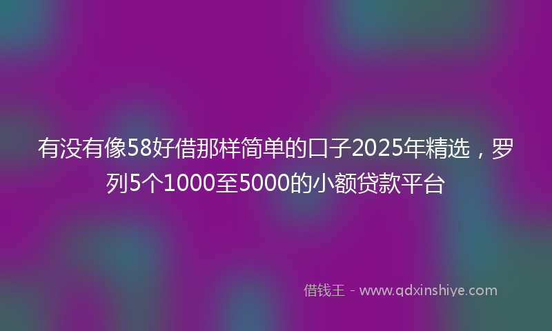 有没有像58好借那样简单的口子2025年精选，罗列5个1000至5000的小额贷款平台