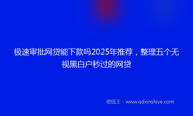 极速审批网贷能下款吗2025年推荐，整理五个无视黑白户秒过的网贷