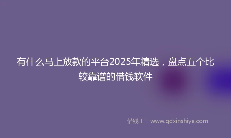有什么马上放款的平台2025年精选，盘点五个比较靠谱的借钱软件