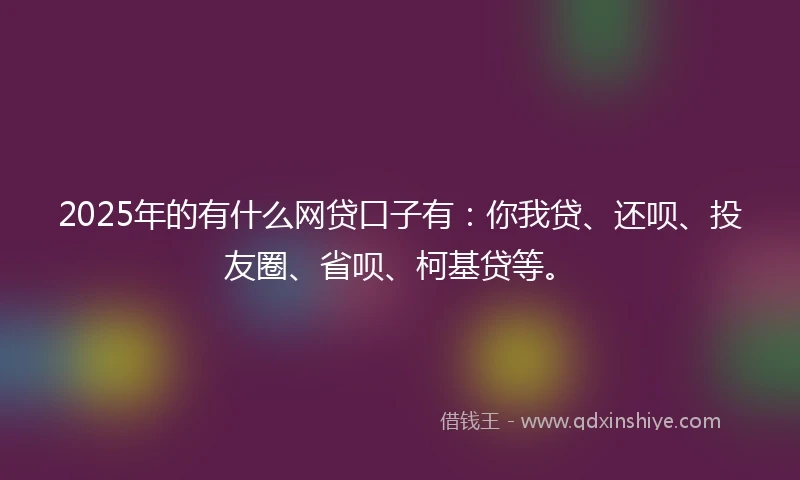 2025年的有什么网贷口子有：你我贷、还呗、投友圈、省呗、柯基贷等。