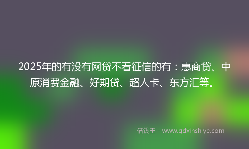 2025年的有没有网贷不看征信的有：惠商贷、中原消费金融、好期贷、超人卡、东方汇等。