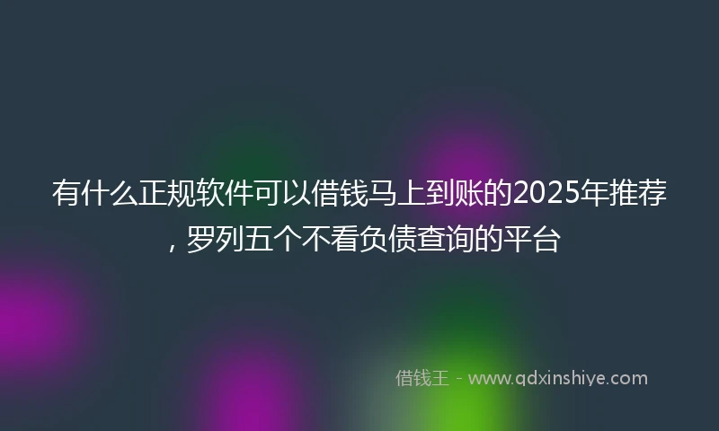 有什么正规软件可以借钱马上到账的2025年推荐，罗列五个不看负债查询的平台