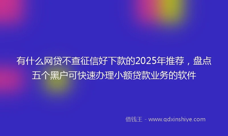 有什么网贷不查征信好下款的2025年推荐，盘点五个黑户可快速办理小额贷款业务的软件