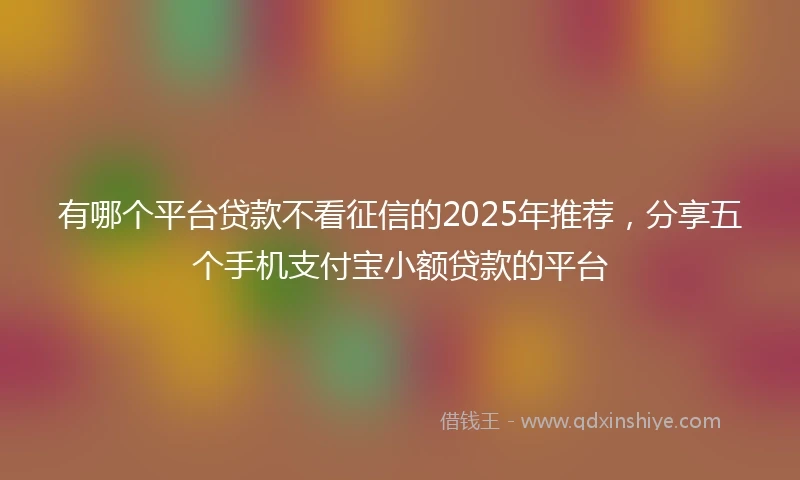 有哪个平台贷款不看征信的2025年推荐，分享五个手机支付宝小额贷款的平台