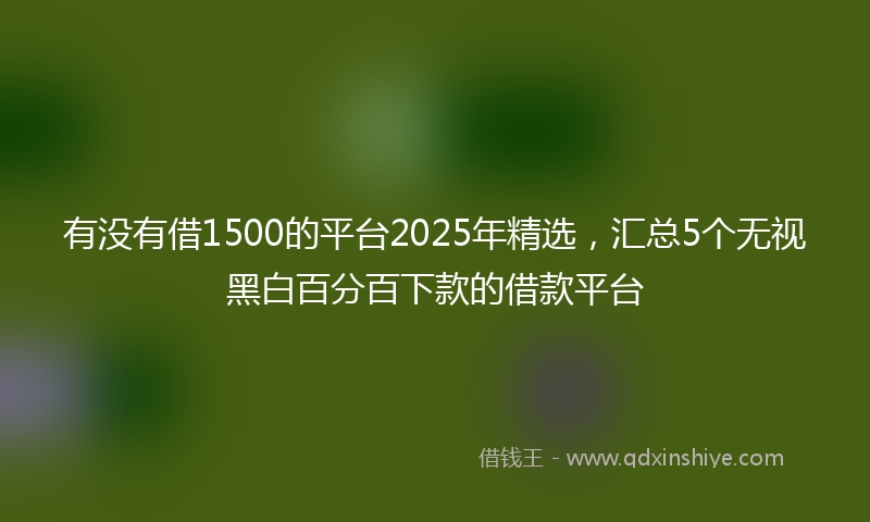 有没有借1500的平台2025年精选，汇总5个无视黑白百分百下款的借款平台