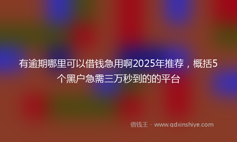 有逾期哪里可以借钱急用啊2025年推荐，概括5个黑户急需三万秒到的的平台