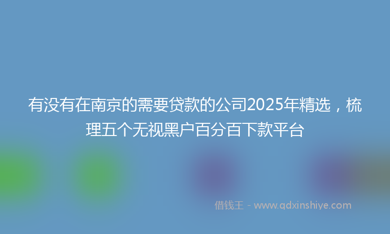 有没有在南京的需要贷款的公司2025年精选，梳理五个无视黑户百分百下款平台