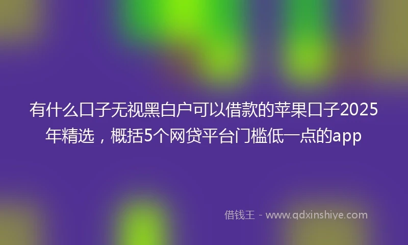 有什么口子无视黑白户可以借款的苹果口子2025年精选，概括5个网贷平台门槛低一点的app