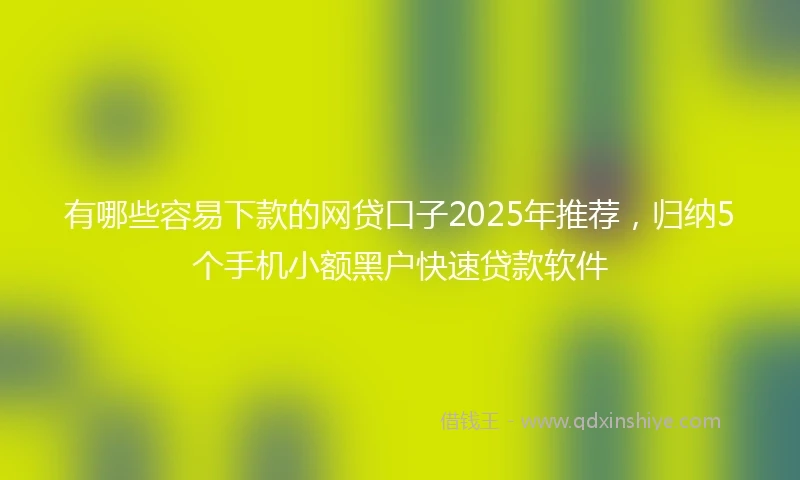 有哪些容易下款的网贷口子2025年推荐，归纳5个手机小额黑户快速贷款软件