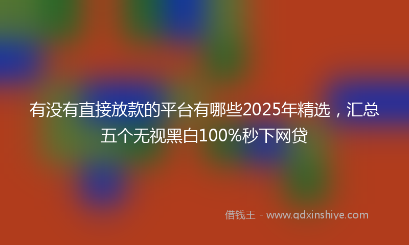 有没有直接放款的平台有哪些2025年精选，汇总五个无视黑白100%秒下网贷