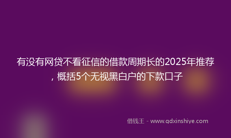 有没有网贷不看征信的借款周期长的2025年推荐，概括5个无视黑白户的下款口子