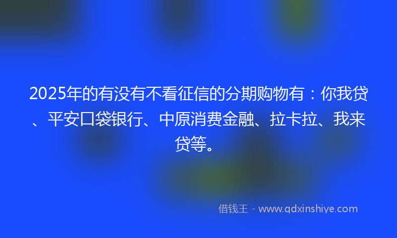 2025年的有没有不看征信的分期购物有：你我贷、平安口袋银行、中原消费金融、拉卡拉、我来贷等。