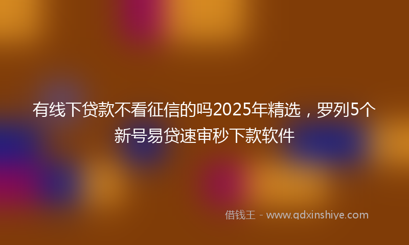 有线下贷款不看征信的吗2025年精选，罗列5个新号易贷速审秒下款软件