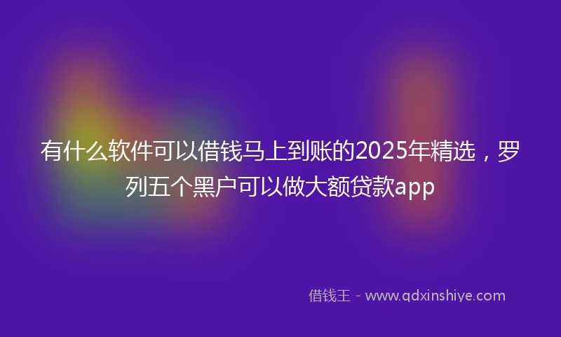 有什么软件可以借钱马上到账的2025年精选,罗列五个黑户可以做大额贷款app