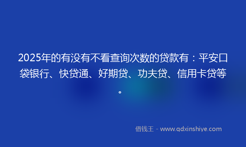 2025年的有没有不看查询次数的贷款有：平安口袋银行、快贷通、好期贷、功夫贷、信用卡贷等。