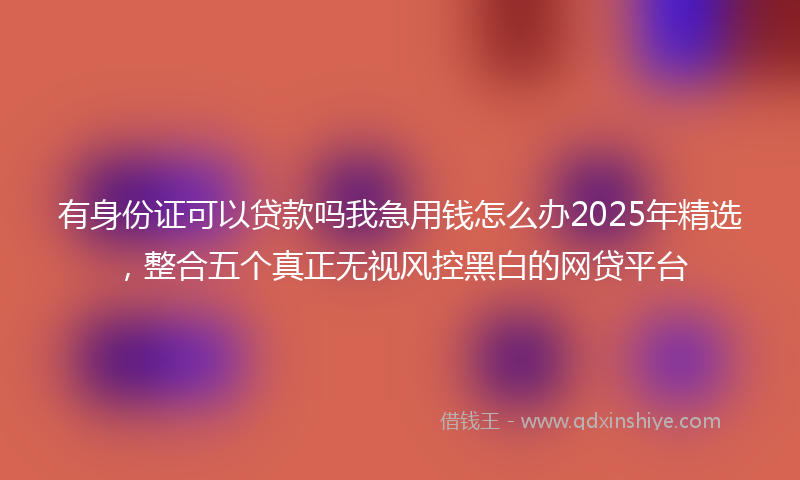 有身份证可以贷款吗我急用钱怎么办2025年精选，整合五个真正无视风控黑白的网贷平台