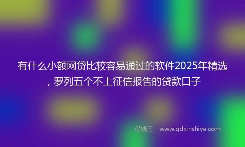 有什么小额网贷比较容易通过的软件2025年精选，罗列五个不上征信报告的贷款口子